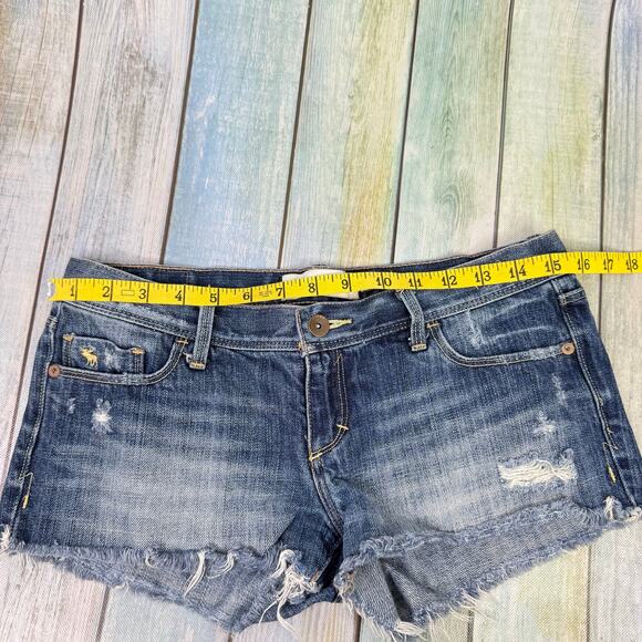 Abercrombie & Fitch Denim Cut Off Shorts Y2K Size 2 Low Rise Micro Mini Cotton - Picture 3 of 6